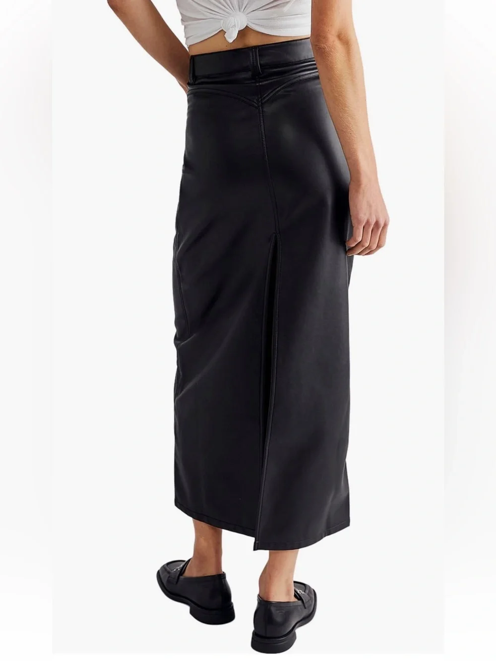 Free People City Slicker Faux Leather Maxi Skirt Size 8